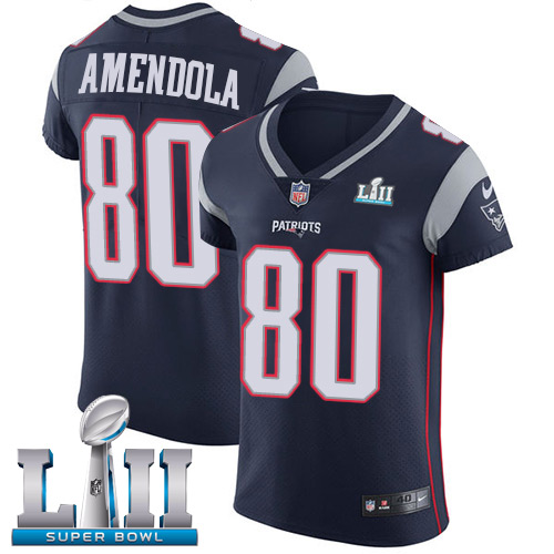 Nike Patriots #80 Danny Amendola Navy Blue Team Color Super Bowl LII Men's Stitched NFL Vapor Untouchable Elite Jersey - Click Image to Close